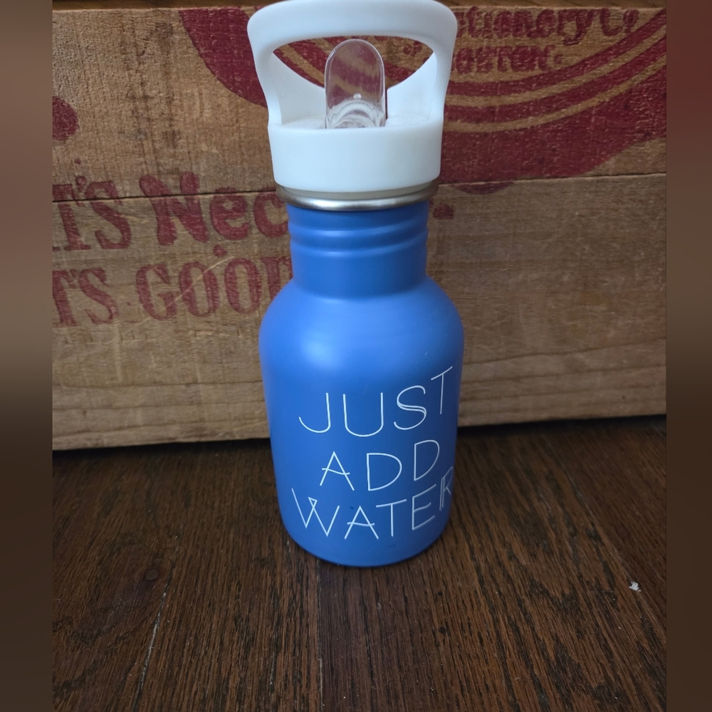 OLD NAVY Small Blue Metal "Just Add Water" Bottle